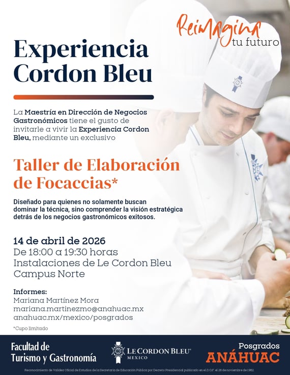 Experiencia Cordon Bleu - Taller de Elaboración de Focaccia 14 Abril